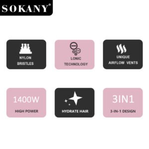 Cepillo Secador de pelo Rotativo Sokany