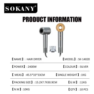 Secador de pelo iónico Sokany 1 año de garantía - Imagen 4