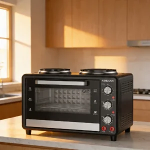 Horno Eléctrico Con Dos Hornallas Sokany Cocina Eficiente Negro - Imagen 2