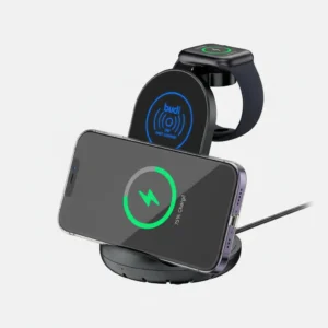 Cargador Budi Inalambrico 3 En 1 Compatible Universal Negro - Imagen 7