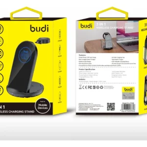 Cargador Budi Inalambrico 3 En 1 Compatible Universal Negro - Imagen 8