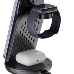 Cargador Budi Inalambrico 3 En 1 Compatible Universal Negro - Imagen 9