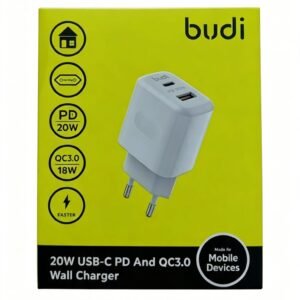 Adaptador Enchufe Rápido Budi — USB-C + USB-A — Solo Base